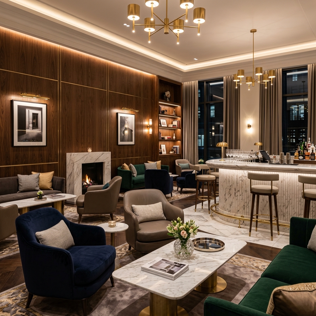 Hospitality commissioning interior with technical finish details